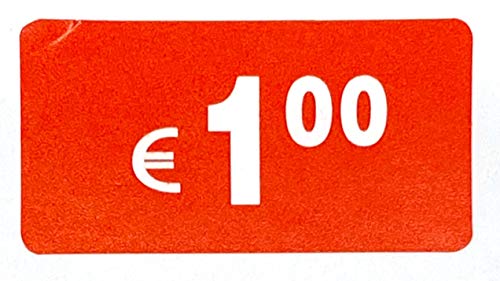 Euro Aufkleber, 1000er Pack, Rot, Preisaufkleber (Price Stickers), DiiliHiiiri (1€ rechteckig) von DiiliHiiri