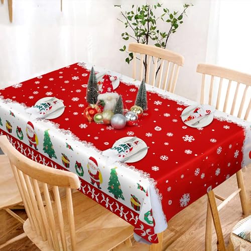 Dijia Tischdecke Weihnachten-Wiederverwendbare Tischdecke, Tischdekoration, Weihnachtstischdecke, Party- und Abendessen-Geschirrdekoration 153×215 cm von Dijia