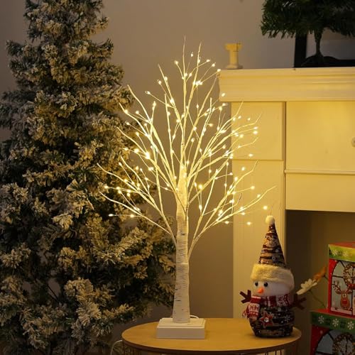 Diketone LED Bäume，Birke Lichterbaum mit 144 Warmweißer LEDs Licht,Lichterbaum Verstellbare Äste USB/Batteriebetrieben，LED Baum Innen Weihnachten Karneval Halloween Deko von Diketone