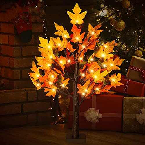 LED Ahornblatt Baum Licht, 60cm Warmweiß LEDs Baum Lichter Lichterbaum Innen Bäumchen Dekozweige Batteriebetrieb Weihnachtsdeko für Party Geburtstag Hochzeit von DiliDala