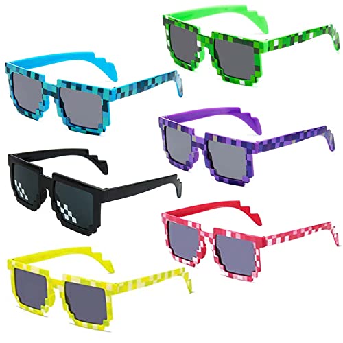 Dilightnews 6 Paare Partybrillen, Pixel Brille, Minecraft Brille, Lustige Sonnenbrillen, Party Sonnenbrille, Sonnenbrille Party, Minecraft Sonnenbrille, Für Reisen, Themenpartys, Konzerte, Partys von Dilightnews