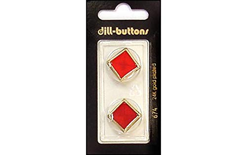 Dill Buttons 20mm 2pc Shank Red/Gold von Dill Buttons of America