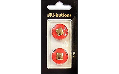 Dill Buttons 20 mm, 2 Stück, Rot/Gold von Dill Buttons