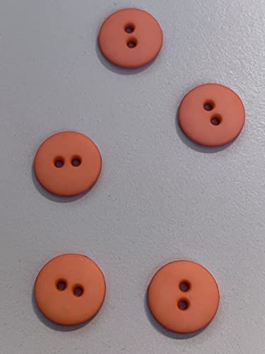 Knopf Knöpfe Modeknopf 2-Loch rund schlicht matt 1 Stck. Dill Orange 13 mm von Dill