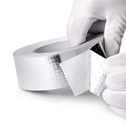 Aluminiumklebebänder Hitzebeständiges 48mm x 10m - 1 Rolle Wasserdichtes Alu Klebeband Netzverstärkt von Lüftungs- und Klimaanlagen - Metallklebeband UV - Aluband - Dampfsperre Klebeband von Dilltel-Astasch