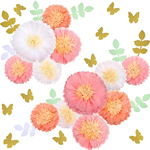 Rosa Weiß Papier Pom Poms Kit Hängende Seidenpapier Pom Poms für Baby Shower Kinderzimmer Partys Geburtstag Hochzeit und Andere Anlässe von Dilunave