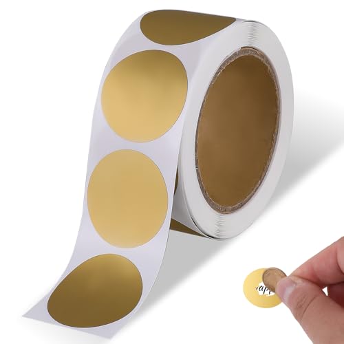 Dimeho Rubbel Etiketten 300 Stück, 2,5 cm Rund Rubbelaufkleber Rubbellose Aufkleber Selbstklebende Aufkleber zum Abziehen und Aufkleben für Lottoscheine, DIY Spiele, Erstellen (Gold) von Dimeho