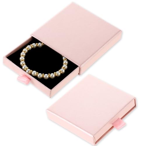 Dimeho Schmuck-Geschenkboxen, 2er-Pack Schmuck Box, Rosa Schmuckkasten Schmuckschatulle Schmuck Organizers, Kleine Geschenkboxen für Armbänder/Ohrringe/Halsketten/Andere Dekorationen (8 x 8 x 1,6 cm) von Dimeho