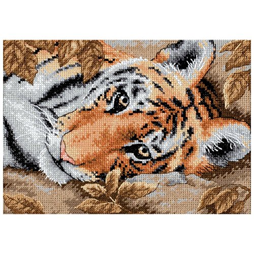 7"X5" Gold Collection Petite Beguiling Tiger Counted Cross Stitch 65056 von Dimensions