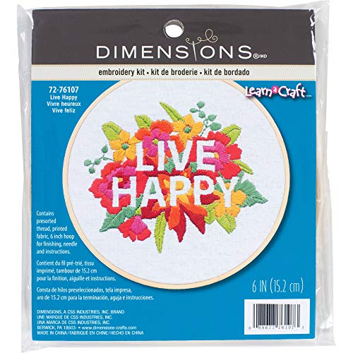 DIMENSIONS 72-76107 Stickset Live Happy Nadelspitze mit 15,2 cm Bambus-Reifen von Dimensions