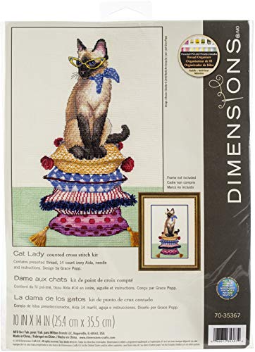 Dimensions 53115 D70-35367 Kreuzstich-Set, Motiv: Katzenkatze, verschiedene Farben, Aida, One Size von Dimensions