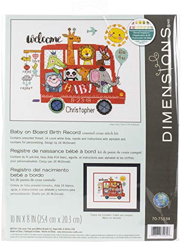 Dimensions 53123 D70-75534 Kreuzstich-Set, Motiv: Geburtsdatum: Baby an Bord, verschiedene Farben, Stoff Baumwolle, One size Dimensions 53123 D70-75534 Kreuzstich-Set, Motiv: Geburtsdatum: Baby an Bord, verschiedene Farben, Stoff Baumwolle, One size von Dimensions