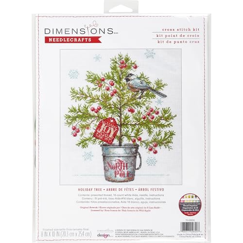 Dimensions 70-09624 Kreuzstich-Set, Weihnachtsbäume, 20,3 x 25,4 cm, 16 Cnt, weißer Aida, 4-teilig von Dimensions