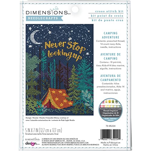 Dimensions 70-65224 Nighttime Camping Adventure Kreuzstich-Set für Anfänger, 12,7 x 17,8 cm, 14 Cnt. Navy Aida, 4 Stück von Dimensions