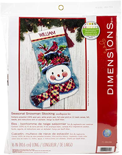 Dimensions 71-09159 Needlepoint Set, Leinen, Schneemann in Wolle genäht, 16" Long von Dimensions