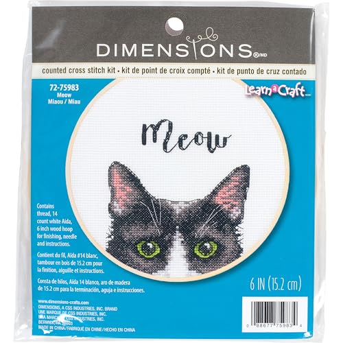 Dimensions 72-75983 Meow Counted Cross Stitch Kit Handarbeit, Holz Baumwolle, Mehrfarbig/Meereswellen (Ocean Tides), Multi von Dimensions