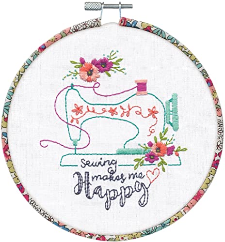 Dimensions 72-76293 Sew Happy Nadelspitzen-Stickset mit Muster und gestanztem Filz, mehrfarbig, Finished Project 6" Diameter, 6 Count von Dimensions