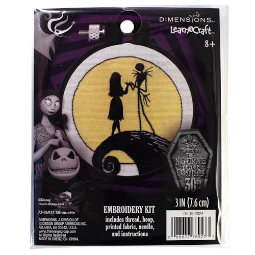 Dimensions 72-76927 Disney Tim Burtons The Nightmare Before Christmas Silhouette Mini-Stickset für Anfänger, 7,6 cm Durchmesser, mehrfarbig, 5 Stück von Dimensions