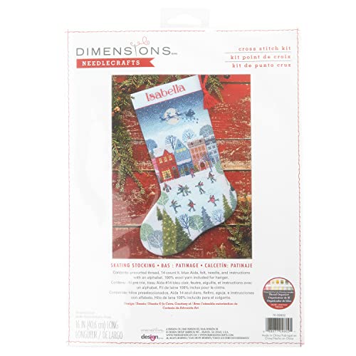 Dimensions Counted Cross Stitch Kit 16" Long-Skating Stocking 14 Count von Dimensions