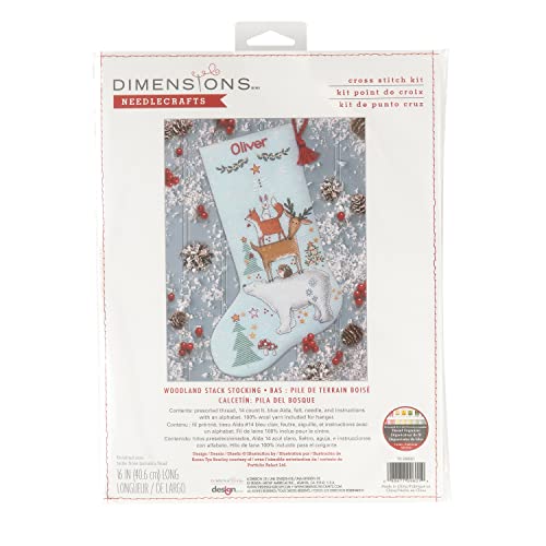 Dimensions Counted Cross Stitch Kit 16" Long-Woodland Stack Stocking (14 Count) von Dimensions