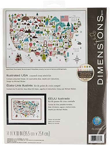 Dimensions D70-35360 50 States Counted Cross Stitch Kit: Illustrated USA, Aida, 35 x 25cm von Dimensions