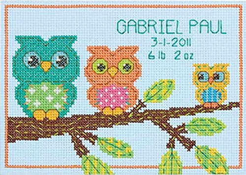 Dimensions Gezählter Kreuzstick Set, Mini Owl Birth Record von Dimensions