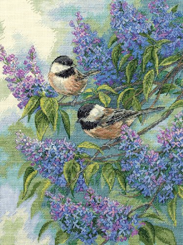 Dimensions Gold Collection Counted Cross Stitch Kit 12"X16"-Chickadees & Lilacs (14 Count) von Dimensions