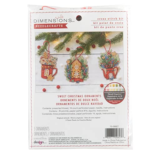 Dimensions Gold Collection Counted Cross Stitch Ornament Kit-Sweet Christmas Ornaments (14 Count) von Dimensions