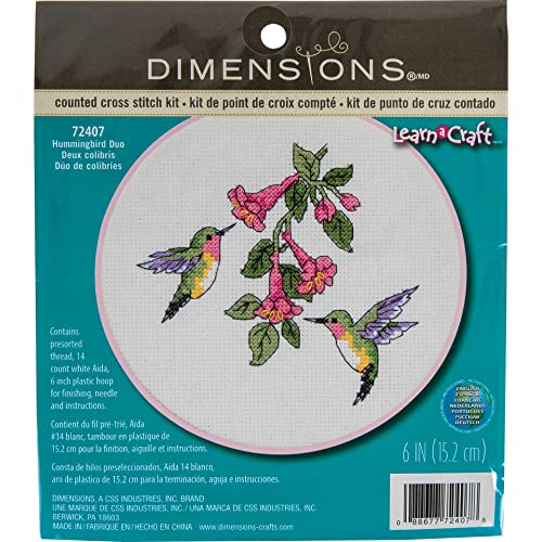 Dimensions – Kreuzstich-Set mit Zahlenangaben – Hummingbird Duo – 72407 – Handarbeit für Erwachsene – Aida-Stoff (Fadenzahl 14) – 15 cm von Dimensions