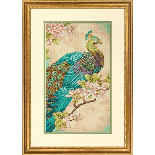 Dimensions – Kreuzstich-Set mit Zahlenangaben – Indian Peacock – 70-35293 – Handarbeit für Erwachsene – Aida-Stoff (Fadenzahl 14) – 23 x 38 cm von Dimensions