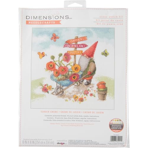 Dimensions Lemon Jar Kreuzstich-Set, 35,6 x 25,4 cm, 14 cnt, weißer Aida-Stoff mit bedrucktem Hintergrund, 4-teilig von Dimensions