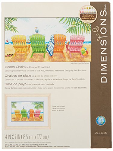 Dimensions Maße 14 Zählen Beach STÜHLE Kreuzstich-Set, 17,8 35,6 cm, Baumwolle, verschieden, One Size von Dimensions