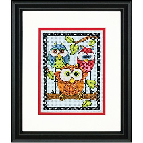 Dimensions Needlecrafts Mini Counted Cross Stitch: Owl Trio, Aida, 12.5 x 18cm von Dimensions