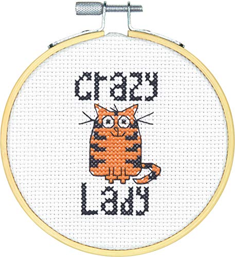 Maße Kreuzstich-Set mit Reifen: Crazy Cat Lady, 10 cm von Dimensions