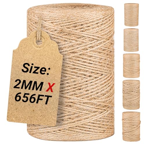 Natürliche Jute-Schnur, Massen-Juteseil, Kordel zum Basteln, Gartenarbeit, Rolle mit dicker und dünner Schnur für Geschenkverpackungen, braunes dekoratives Seil, Ornamentschnur für Kratzbäume (2 mm x von DimiGlobal