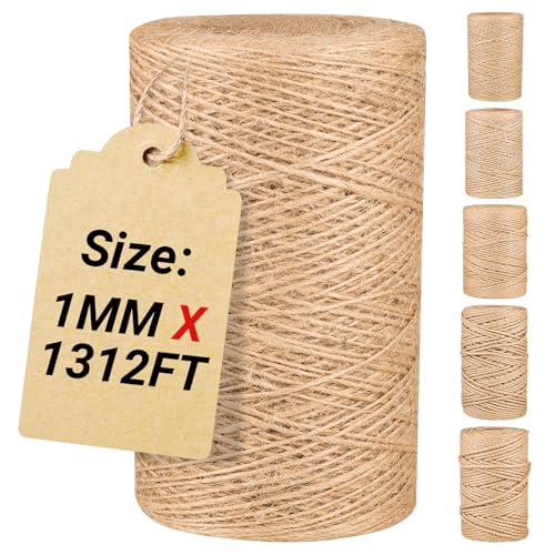 Natürliche Jute-Schnur, Massen-Juteseil, Kordel zum Basteln, für Gartenarbeit, Rolle mit dicker und dünner Schnur für Geschenkverpackungen, braunes dekoratives Seil, Ornamentschnur für Kratzbäume (1 von DimiGlobal