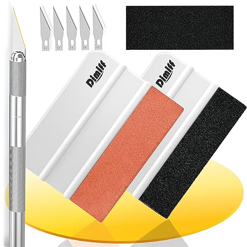 Dimiff Rakel Set- Flexible Kunststoff Rakel, Hochwertiges Folierungs-Werkzeug-Set mit Präzisionsmesser, Rakel für Folie, Folierungs Werkzeug, Folienrakel, Rakel für Fensterfolie |Groß-Weiß von Dimiff