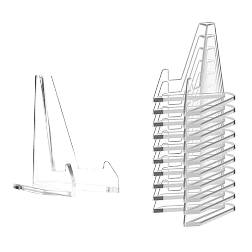 Dimoxii 10 Stücke Aufsteller Ständer Transparent Staffeleiständer Münzständer Transparenter Mini Staffeleien Acryl Kartenständer für Anzeigen Münzen, Medaillen, Bildern, Taschenuhren (7x6.5 cm) von Dimoxii