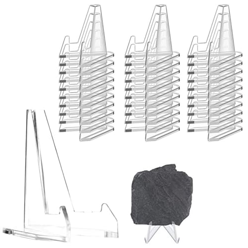 Dimoxii 30 Stücke Aufsteller Ständer Transparent Staffeleiständer Münzständer Transparenter Mini Staffeleien Acryl Kartenständer für Anzeigen Münzen, Medaillen, Bildern, Taschenuhren (7x6.5 cm) von Dimoxii