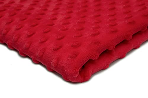 Minkee Winky Grübchen Punkt stoff, dickflüssig flauschiger Plüschstoff mit Noppen Fleece 50 x 155 cm (Nr 29 Rot) von Dimple Minky Round