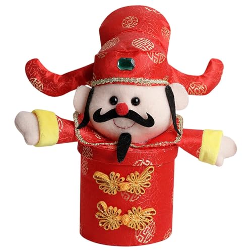 DimyFew Traditionelles Tisch Bonbonglas, Gott des Reichtums, Herzstück, Tischdekoration, Geschenk, Chinesische Neujahrsdekoration für Festivals, Rot von DimyFew