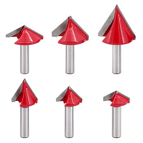 DingGreat 6Pcs 8mm Schaft 3D CNC V-nut Formfräsen Holzschneider Fräser Set 60° 90° 120° V Groove Router Bit Holzbearbeitung Cutter von DingGreat