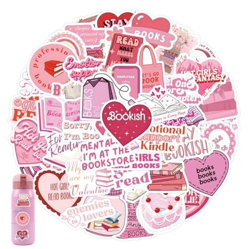 Dinghaole 60 Stück Rosa Bookish Sticker, rosa Buchaufkleber, Buchaufkleber für Kindle, Smutty Bookish Sticker Pack für Leser, Leseaufkleber für Kindle, Sammelalbum, Wasserflaschen von Dinghaole