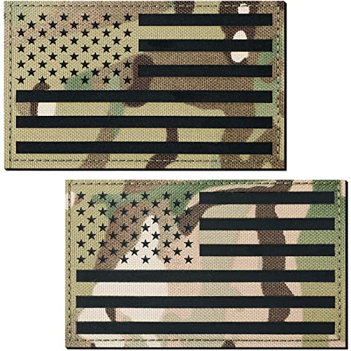 2 Stück 12,7 x 7,6 cm Reflektierender US-Flagge Patch Multicam Infrarot IR Amerikanische Flagge Taktische Militärweste Patches Klettverschluss Rückseite Emblem für Westen Rucksäcke Hemden von Dingion