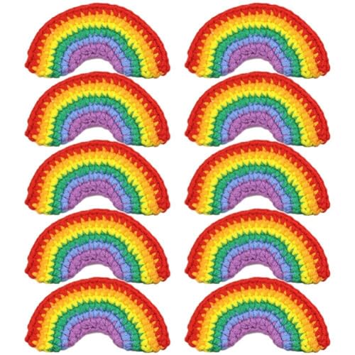 10 Stück Gehäkelte Regenbogen-patches, Stickereien, Kleidungsflicken, Applikationen, Aufkleber, Aufnäher Für Hemden, Hosen, Hüte, Handtaschen von Dinntty