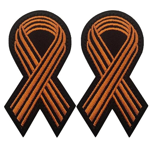 2 Stück Russland Saint George Ribbon Stickerei Patch Eisen auf Nähen auf Emblem für Hüte Taschen Jacken Kleidung DIY Handwerk Dekoration von Dinntty