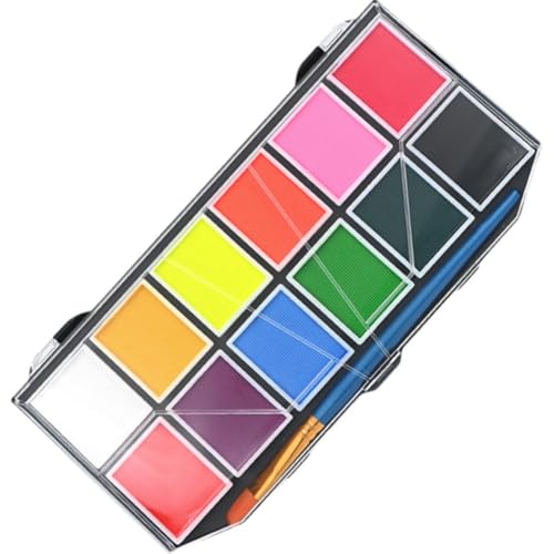 Dinntty 12 Farben Gesichts- Und Körperfarbe, Wasserlösliche Regenbogenpalette, Tragbares Box-farbset Für Künstler, Kinder Und Malliebhaber von Dinntty