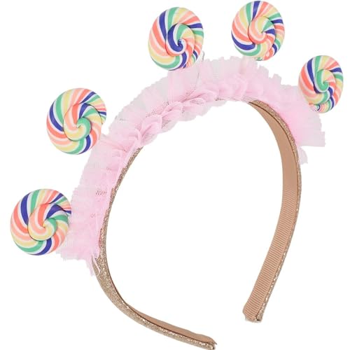 Dinntty Mädchen-stirnbänder, Lollipop-Spitzen-stirnbänder, Süßigkeiten-Haarband, 3D-Lollipop-Stirnband, Regenbogen-haarreifen Für Mädchen Und Teenager von Dinntty