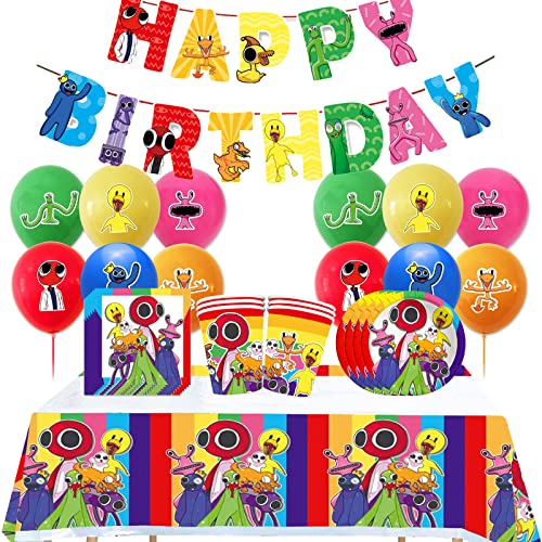 Geburtstagsdeko Rainbow Friends Luftballons Geburtstag Roblox Rainbow Friends Geburtstag Girlande Rainbow Friends Geburtstag Partygeschirr Set Rainbow Friends Tischdecken Teller Becher Servietten von Dinoeye