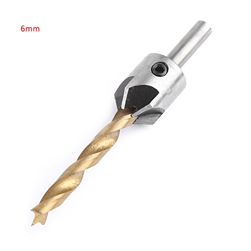 Hochleistungs -Countersink -Bohrer für Tischlerei mit Runden Schaft- und Sechskantschlüssel - Langlebig 45# Stahl für Effiziente Holzbearbeitung - Multipack mit 10 Größen (Single 3mm+ kleiner von Dioche